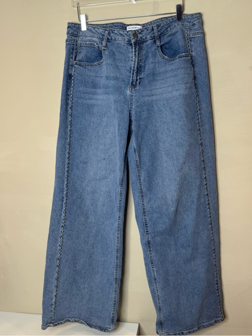 And Now This Studded Wide Leg Jeans Size 32 High Rise Denim - Picture 3 of 12